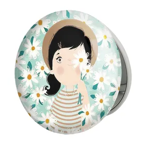 آینه جیبی خندالو طرح دخترونه مدل تاشو کد 5494 