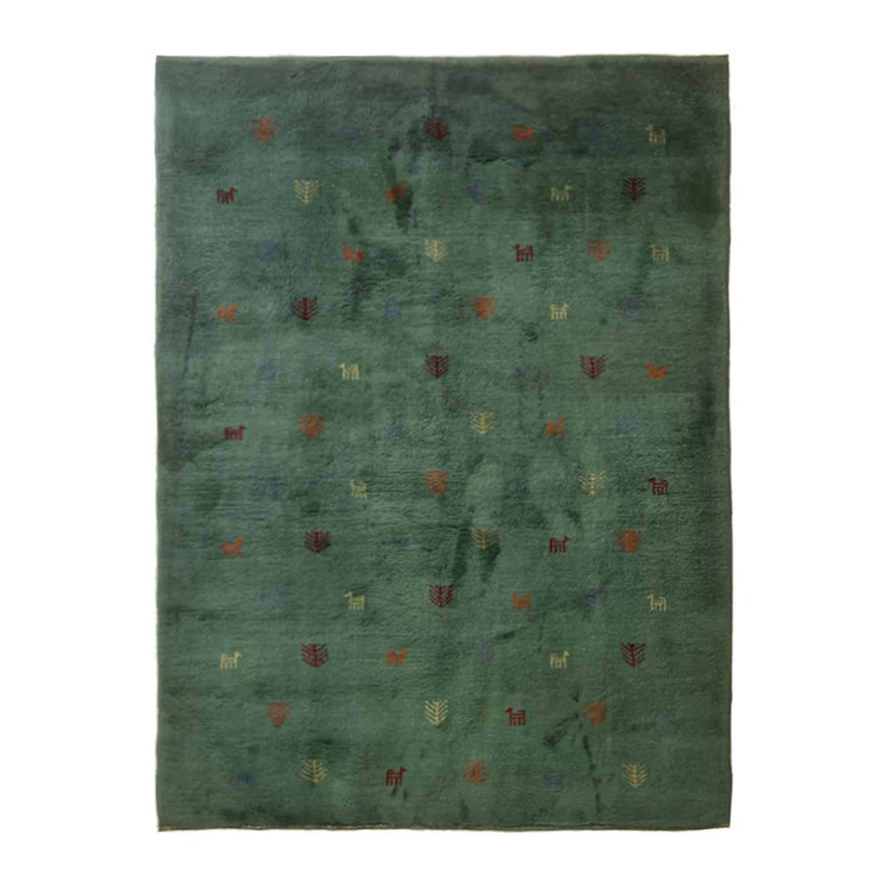  گبه دستبافت قشقایی سه متری کد NKP.RJ0031 زمینه سبز