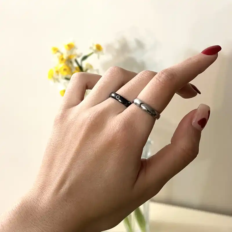 انگشتر مدل استیل  ماه و خورشید کد 01 بسته 2 عددی