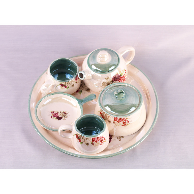 سرویس چای خوری 8 پارچه سرامیکی طرح گل کد Firoze001