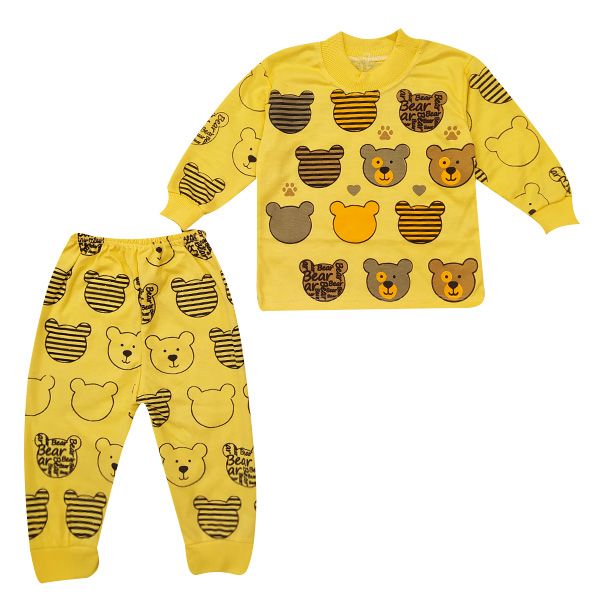 ست تی شرت و شلوار بچگانه طرح کله خرسی کد Za5 رنگ زرد