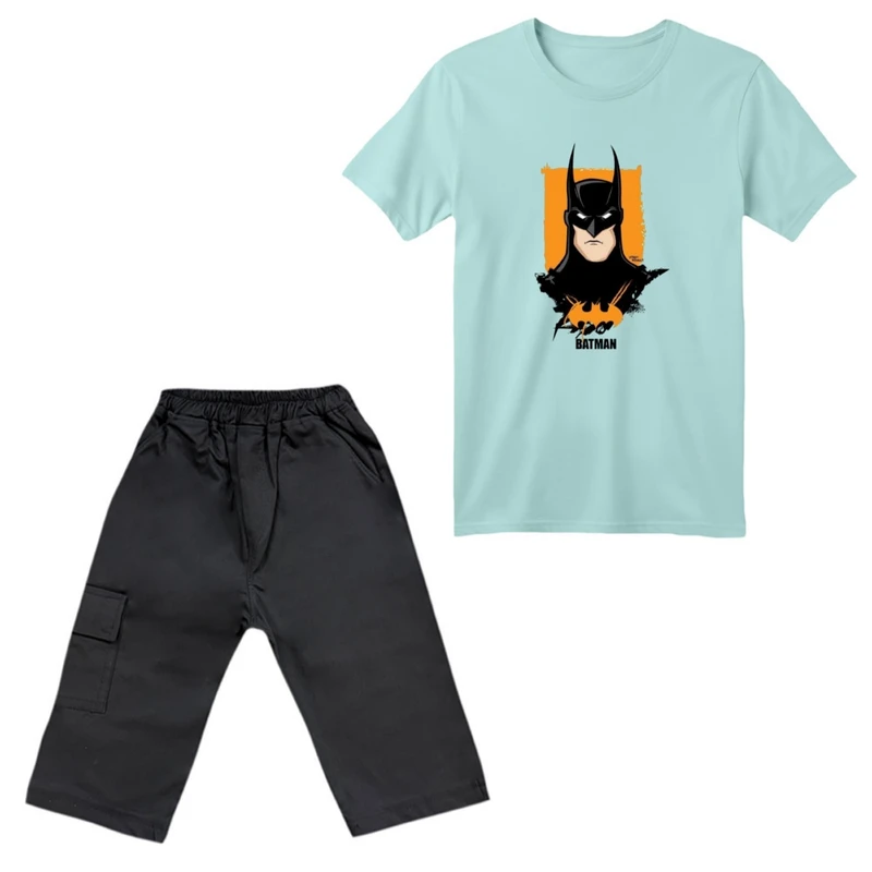 ست تی‌شرت آستین کوتاه و شلوارک پسرانه مدل بتمن کد ۱۳