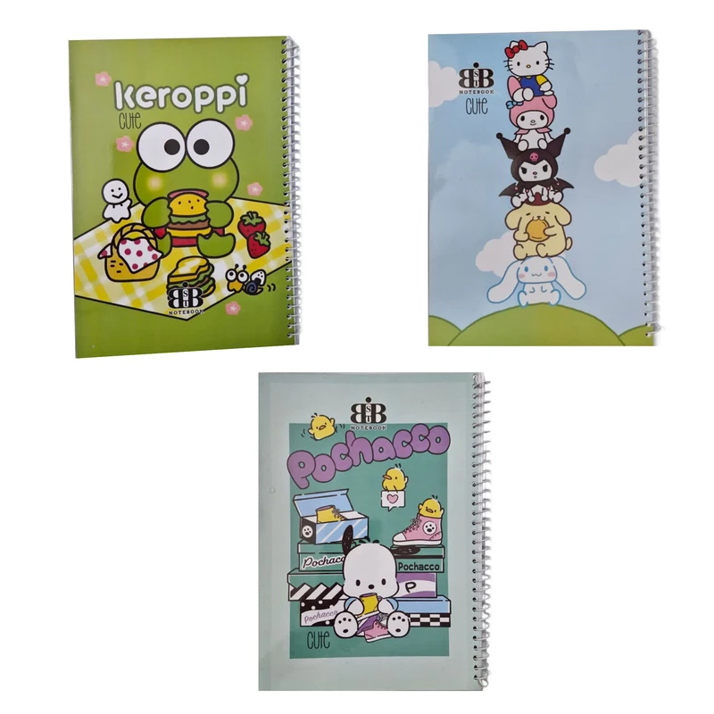 دفتر مشق 60 برگ بیست مدل سانریو مجموعه 3 عددی