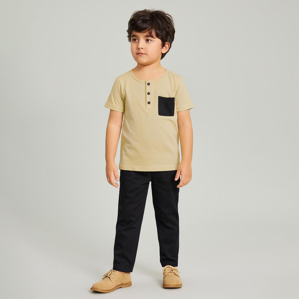 ست تی شرت و شلوار پسرانه مادر مدل Sivan رنگ کرم