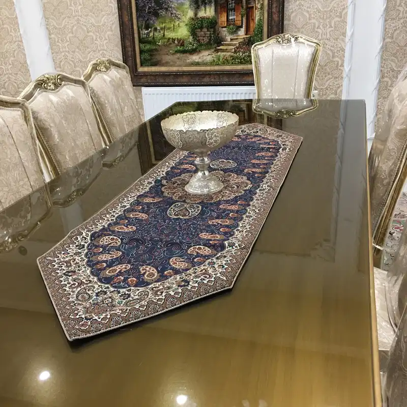 ست 5 تیکه رومیزی ترمه طرح شاه پسند اعلا مدل shs