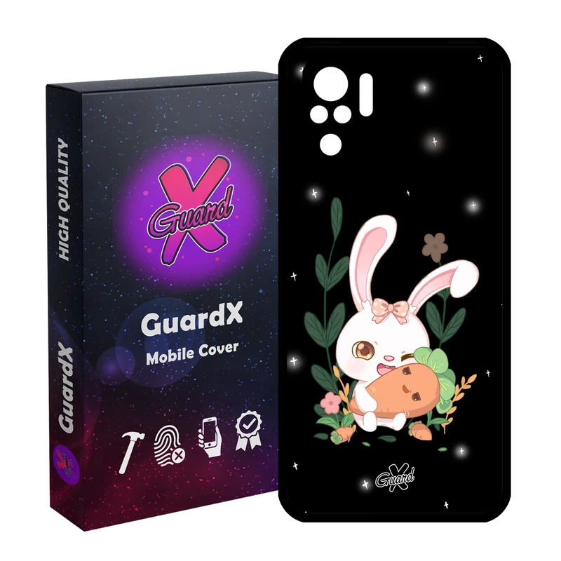 کاور گارد ایکس طرح خرگوش مدل Glass10309 مناسب برای گوشی موبایل شیائومی Redmi Note 10 4G / Note 10S
