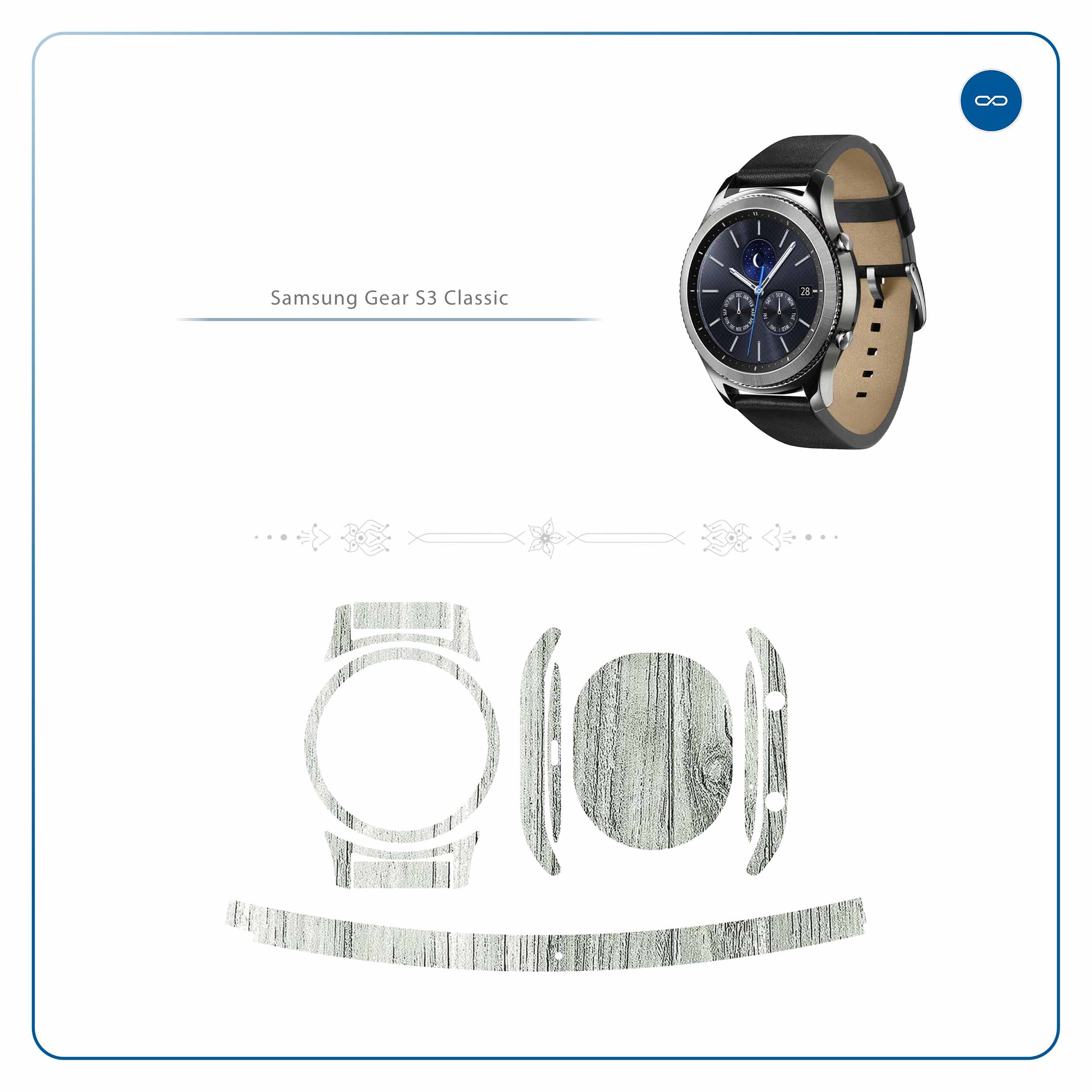 برچسب ماهوت طرح White-Wood مناسب برای ساعت هوشمند سامسونگ Galaxy Gear S3 Classic