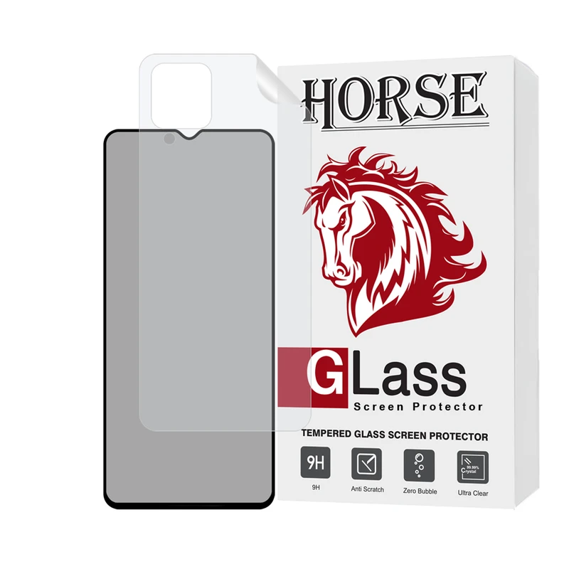 محافظ صفحه نمایش حریم شخصی هورس مدل FULLPRIVNANOH مناسب برای گوشی موبایل سامسونگ Galaxy A12 / A12 Nacho / M12 به همراه محافظ پشت گوشی