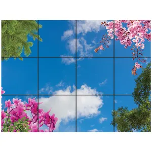 تایل سقفی آسمان مجازی طرح برگ و ابر کد 0200 سایز 60x60 سانتی متر مجموعه 12 عددی