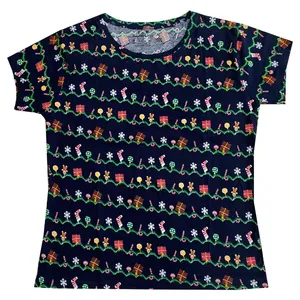 تی شرت آستین کوتاه زنانه اچ اند ام مدل کریسمس کد 2