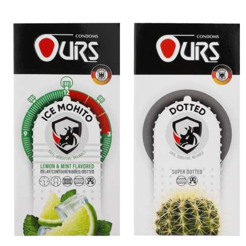کاندوم تاخیری اورز مدل ICE MOHITO بسته 12 عددی به همراه کاندوم خاردار اورز مدل DOTTED بسته 12 عددی
