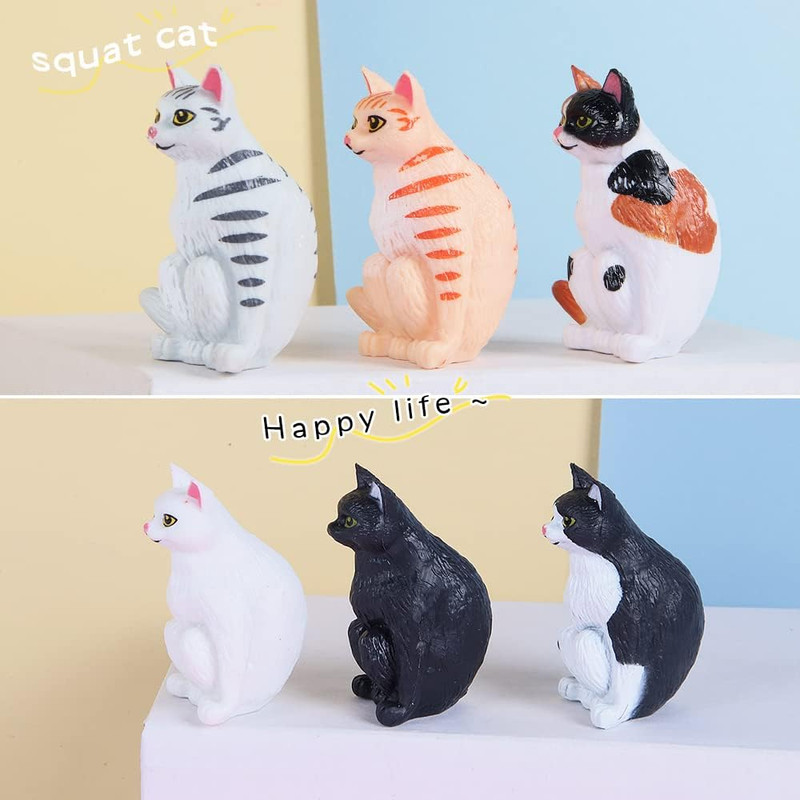 فیگور مدل گربه های نشسته طرح squat cats مجموعه 6 عددی