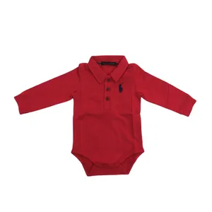 بادی آستین بلند نوزادی مدل اچ رنگ قرمز