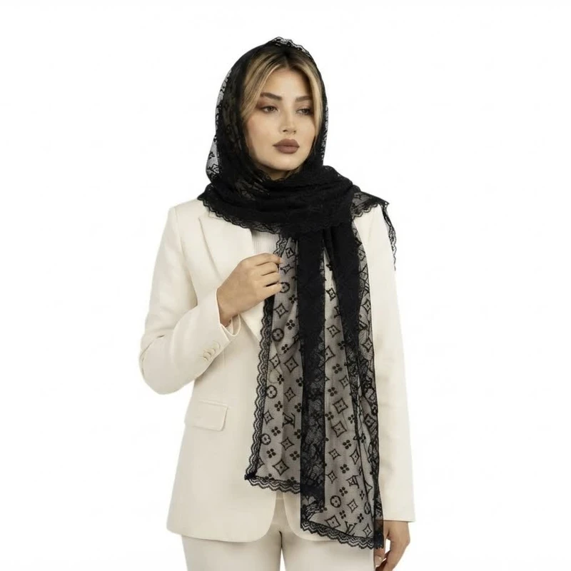 شال زنانه تور دور دانتل مدل E60