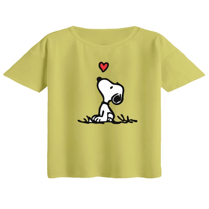 کراپ تی‌شرت آستین کوتاه زنانه مدل اسنوپی کد ۲۶