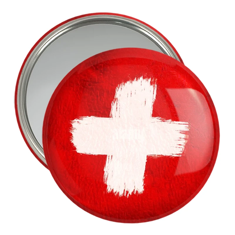 آینه جیبی خندالو مدل پرچم سوئیس  کد 20421