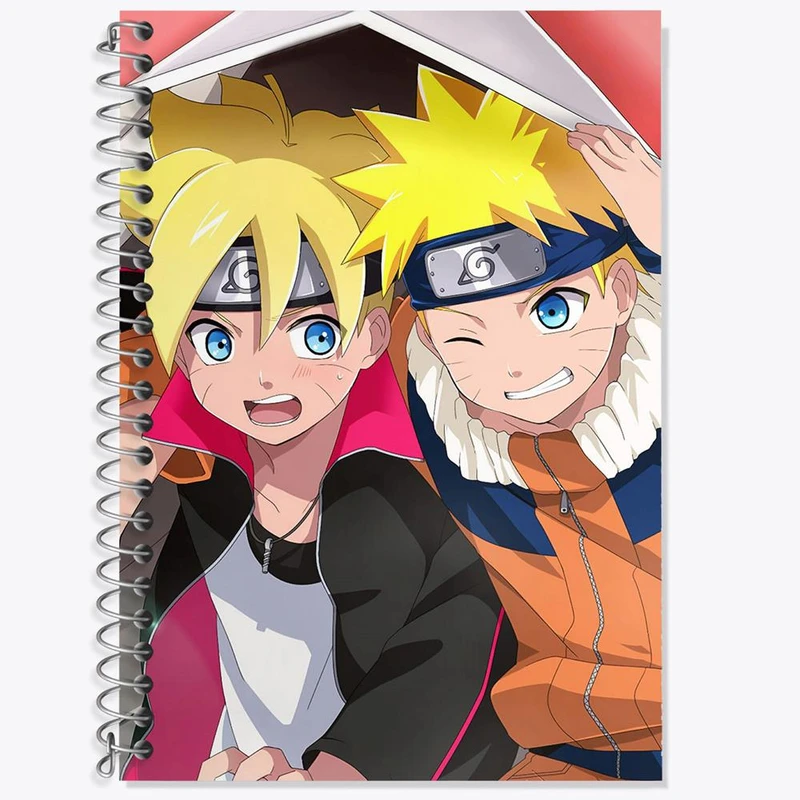 دفتر زبان 50 برگ خندالو مدل سه خط طرح ناروتو و بوروتو انیمه ناروتو Naruto کد 11266