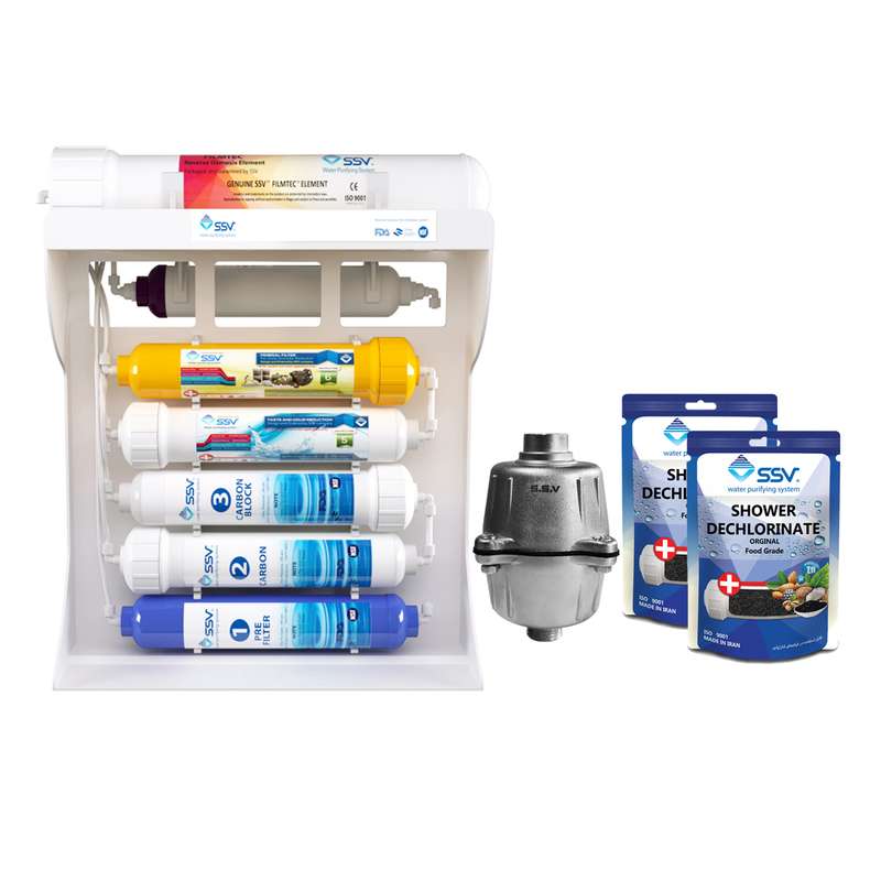 دستگاه تصفیه کننده آب اس اس وی مدل Starline x700 به همراه فیلتر دوش و شارژ یدک وزن 140 گرم مجموعه 2 عددی