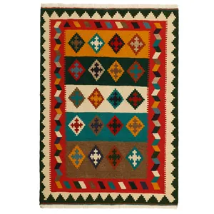 گلیم دستبافت یک و نیم متری مدل قشقایی کد 542767