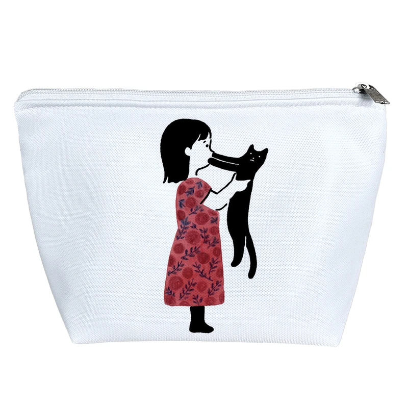 کیف لوازم آرایش دخترانه خندالو مدل دختر و گربه کد 9258