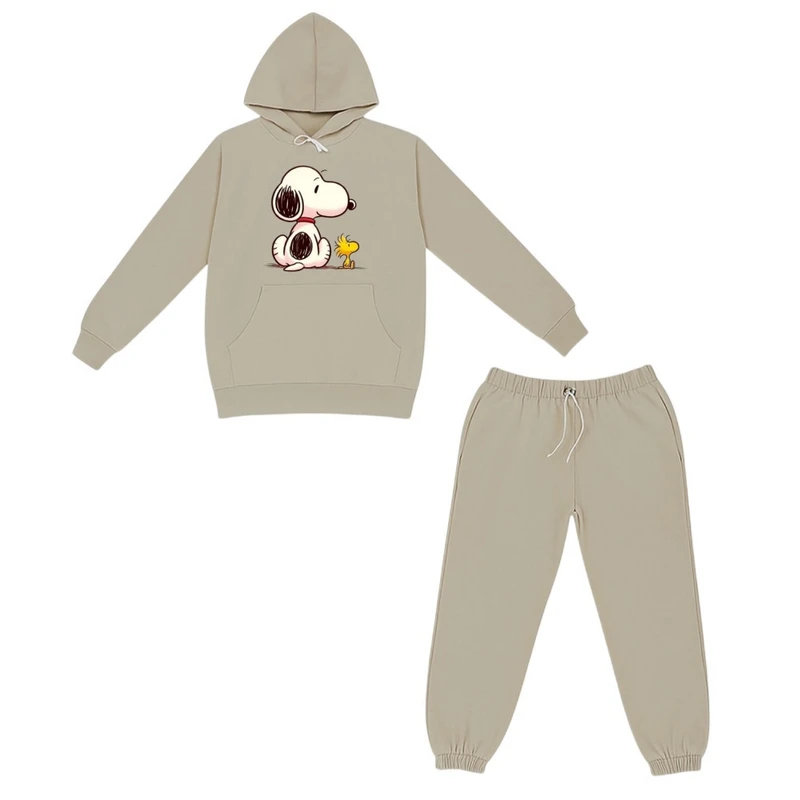 ست هودی و شلوار راحتی بچگانه مدل اسنوپی و جوجه کد v18 