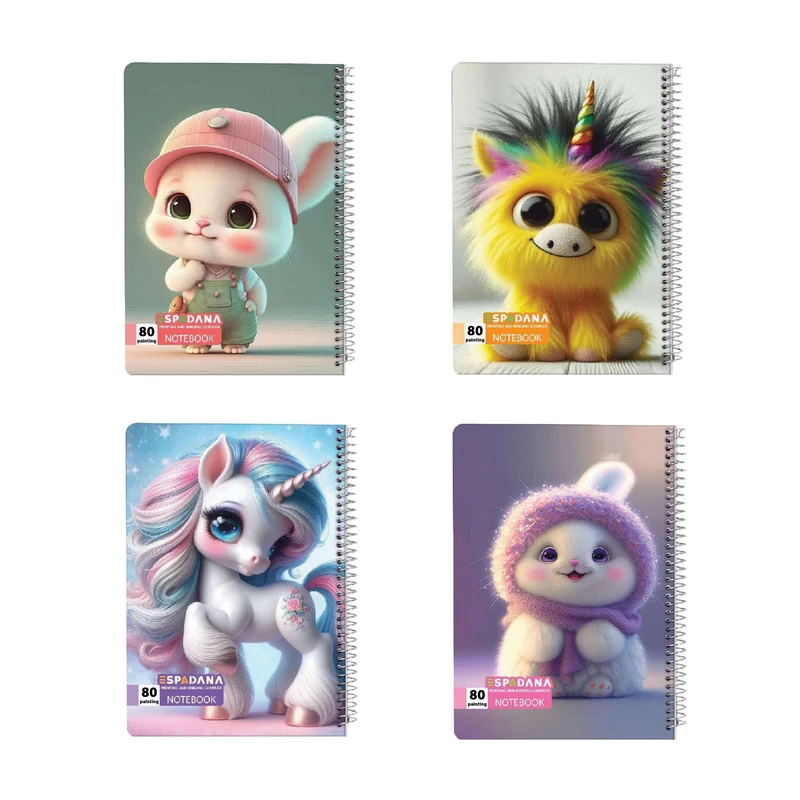 دفتر نقاشی 80 برگ اسپادانا مدل کیوت کد 80061359 مجموعه 4 عددی
