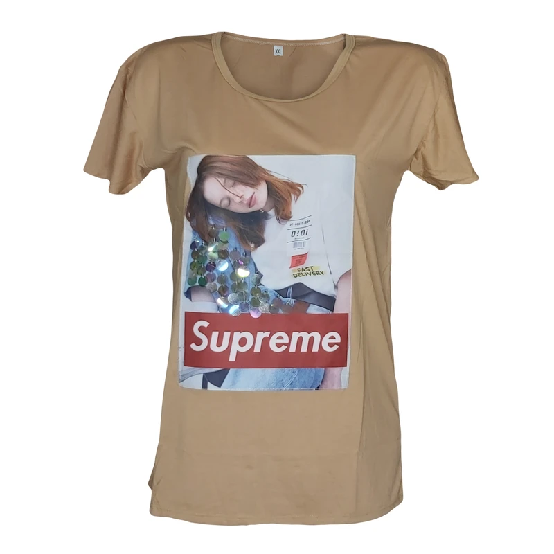 تی شرت آستین کوتاه زنانه مدل  پولک دوزی 9