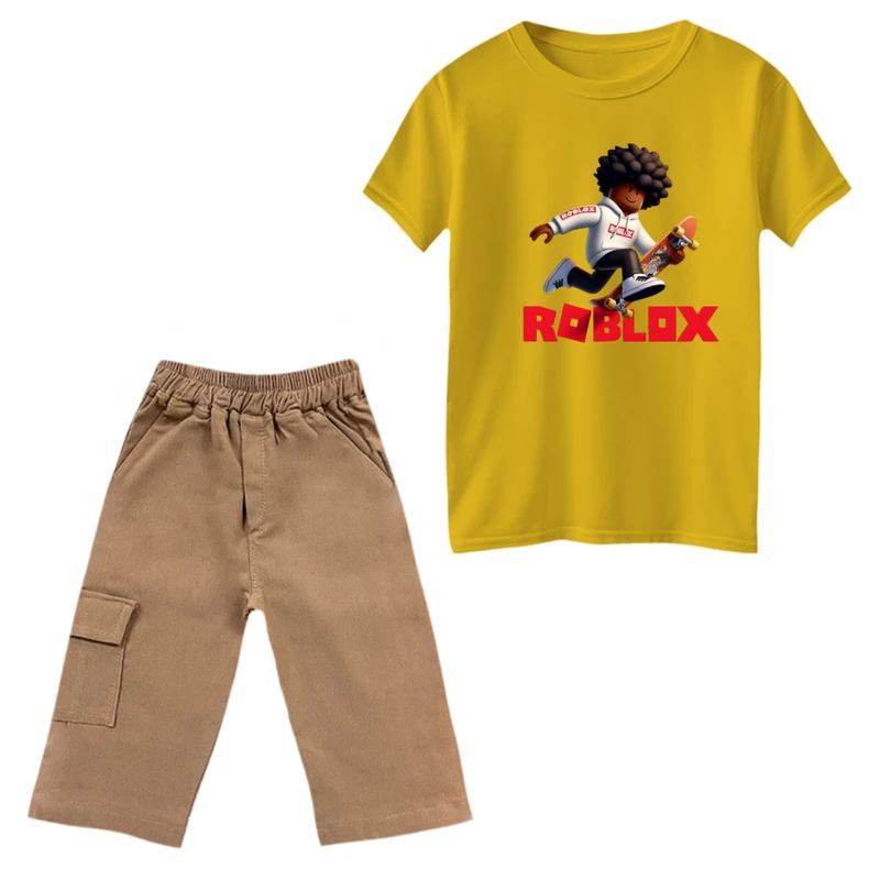 ست تی‌شرت و شلوارک پسرانه مدل روبلاکس کد 6