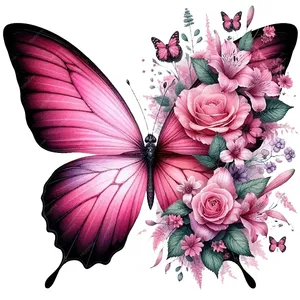 استیکر پارچه و لباس پاد آفرین طرح پروانه و گل کد 1483