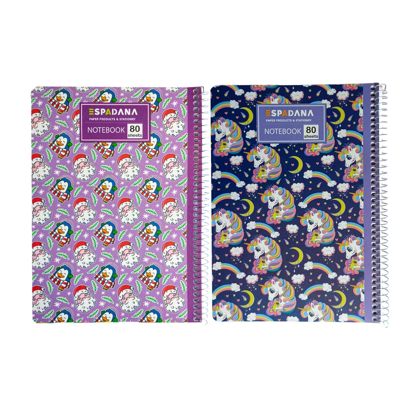 دفتر مشق 80 برگ اسپادانا مدل خط آبی طرح بچگانه بسته 2 عددی کد 1729
