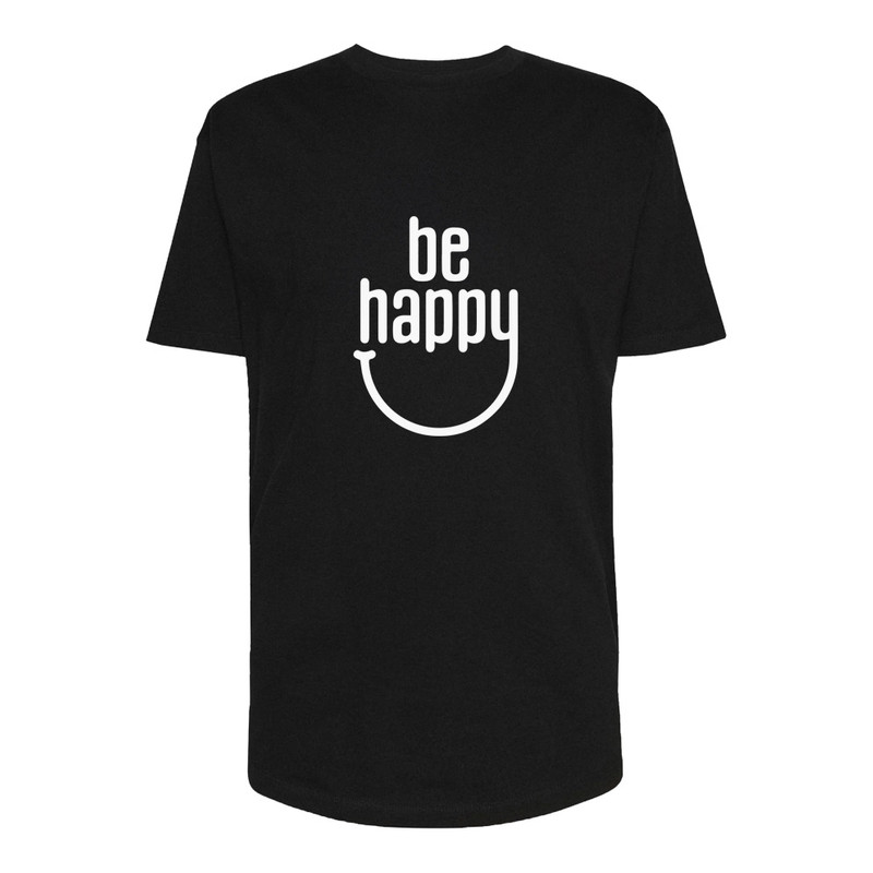 تی شرت لانگ مردانه مدل be happy کد Sh049 رنگ مشکی