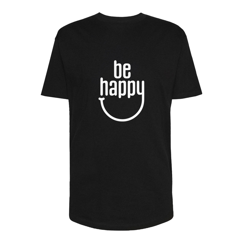 تی شرت لانگ زنانه مدل be happy کد Sh049 رنگ مشکی
