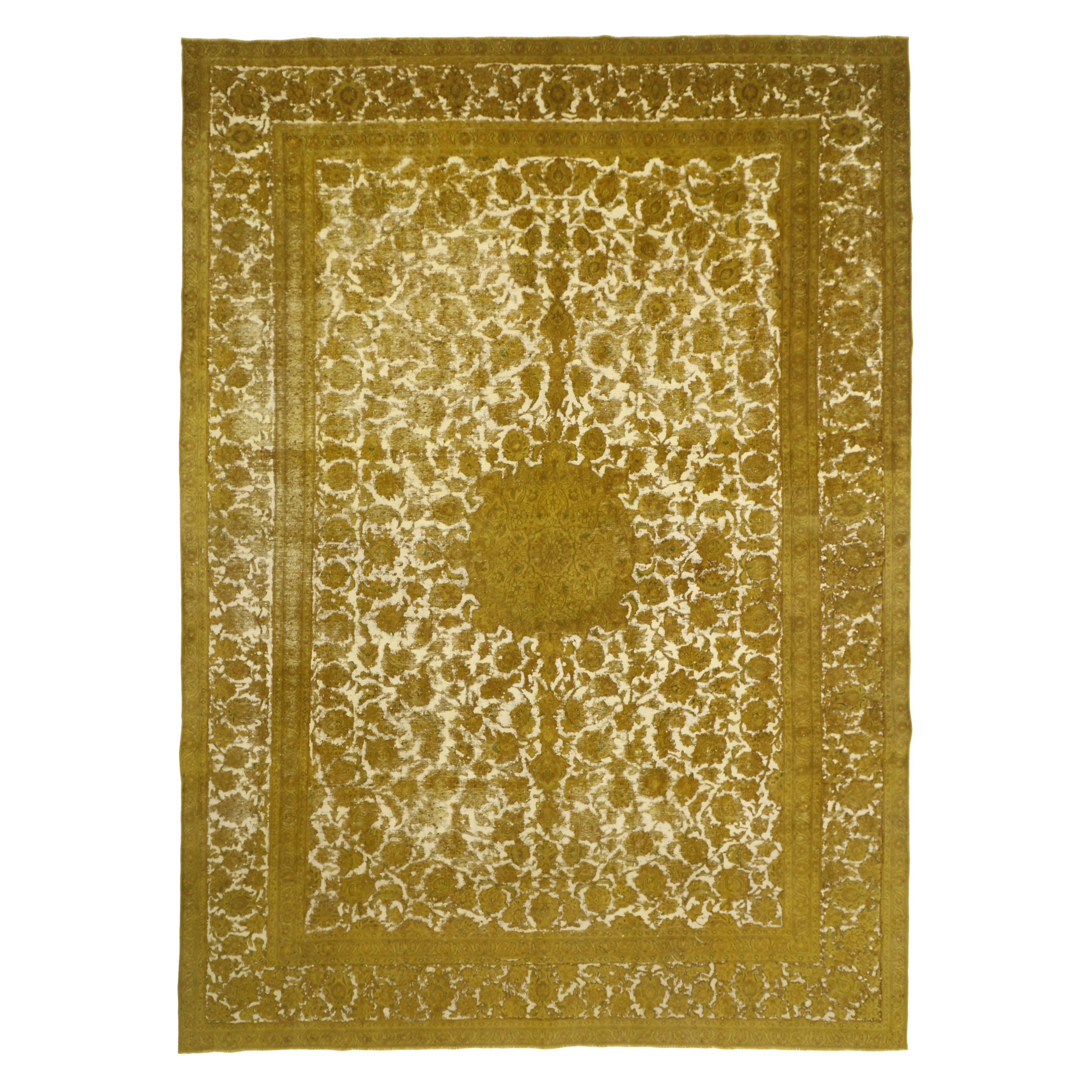 فرش دستبافت رنگ شده دوازده و نیم متری طرح وینتیج کد 535706