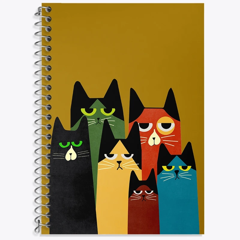 دفتر زبان 50 برگ خندالو مدل سه خط طرح گربه های بامزه کد N1648