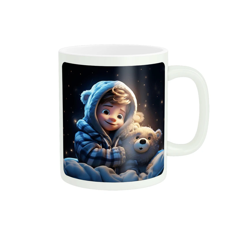 ماگ پاد آفرین مدل فانتزی پسرک و خرس کد 68