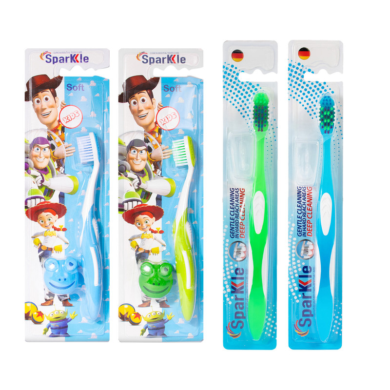 مسواک اسپارکل مدل toy family & S9-Hard مجموعه 4 عددی