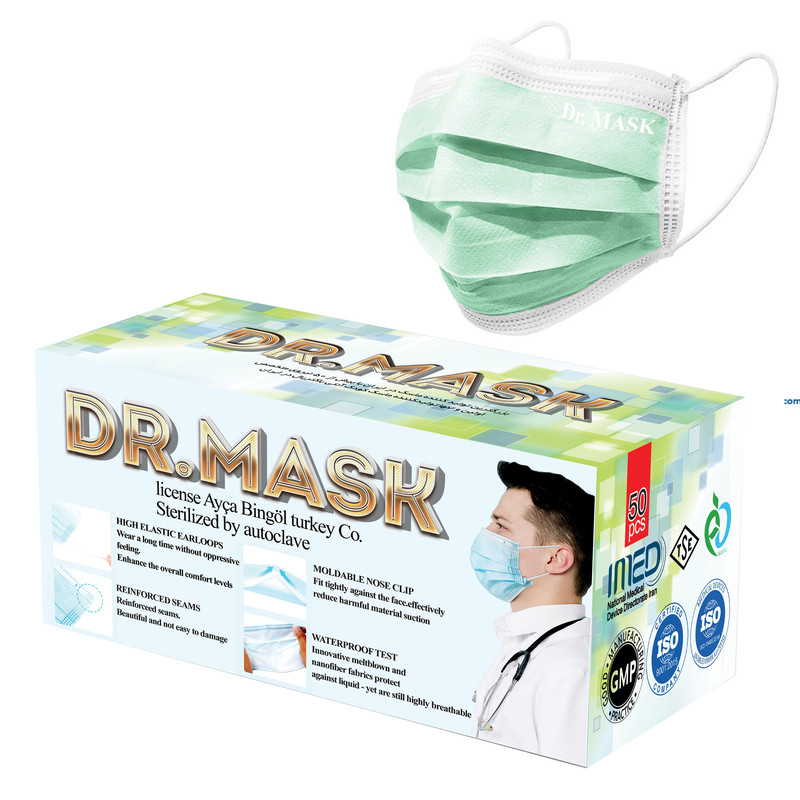 ماسک تنفسی  دکتر ماسک مدل سه لایه ملتدار بسته 50 عددی