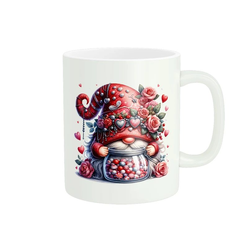 ماگ پادآفرین مدل عشق طرح عروسکی گل قلب شکلات کد PM1560