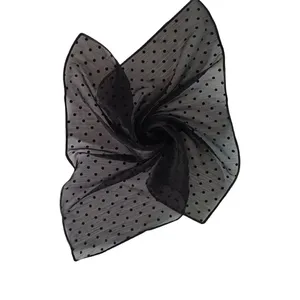 روسری زنانه مدل مینی اسکارف خال خالی دست دوز