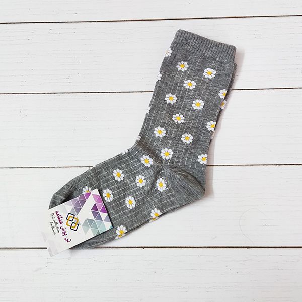 جوراب ساق بلند زنانه تن پوش هنگامه مدل گل بابونه کد TO11 - - 2