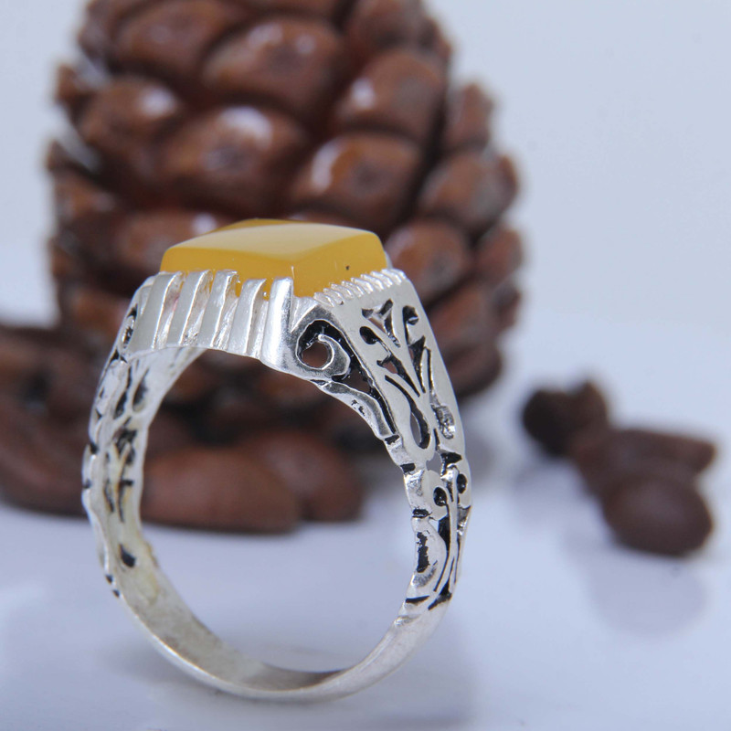 انگشتر نقره مردانه مدل رکاب سیلندری سنگ عقیق کد AM_5207