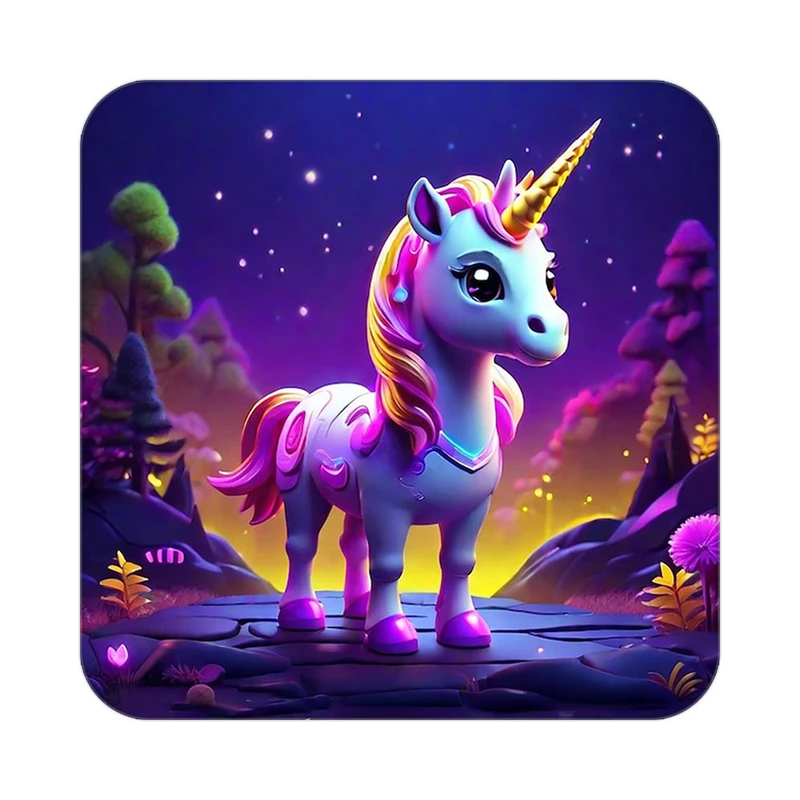 زیر لیوانی کاکتی طرح اسب تک شاخ و یونیکورن مدل mp30741