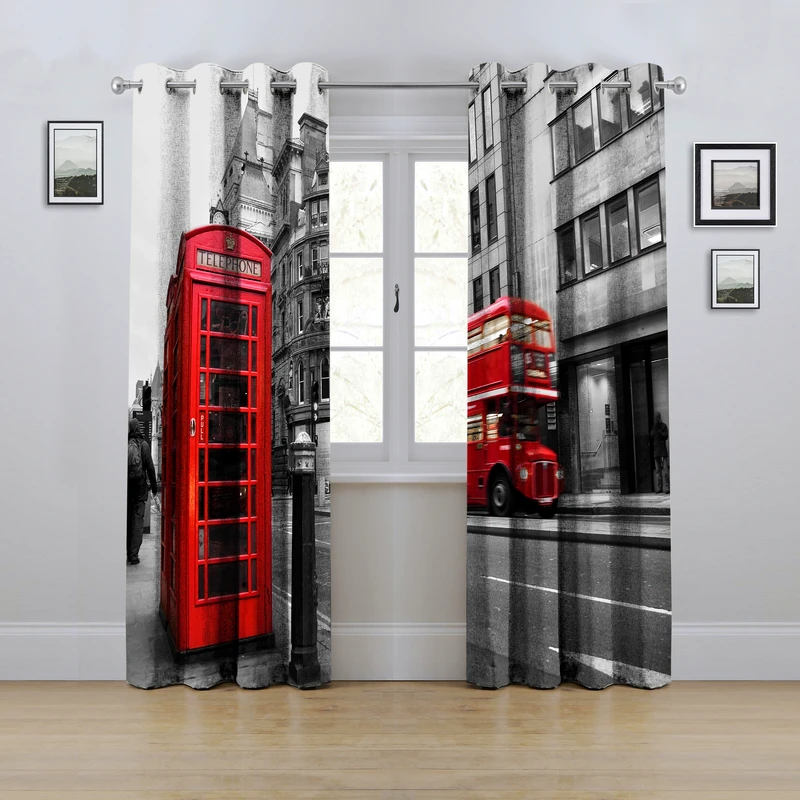 پرده مدل پانچی طرح اتوبوس سایز 280x145 سانتی متر