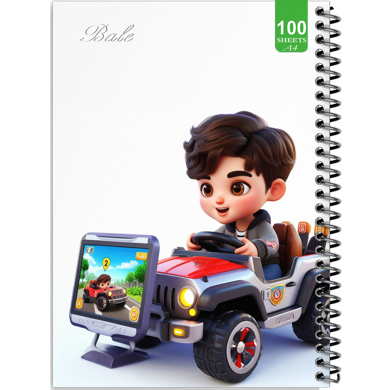 دفتر نقاشی 100 برگ بله طرح فانتزی پسرانه ماشین سوار کد A4-N429