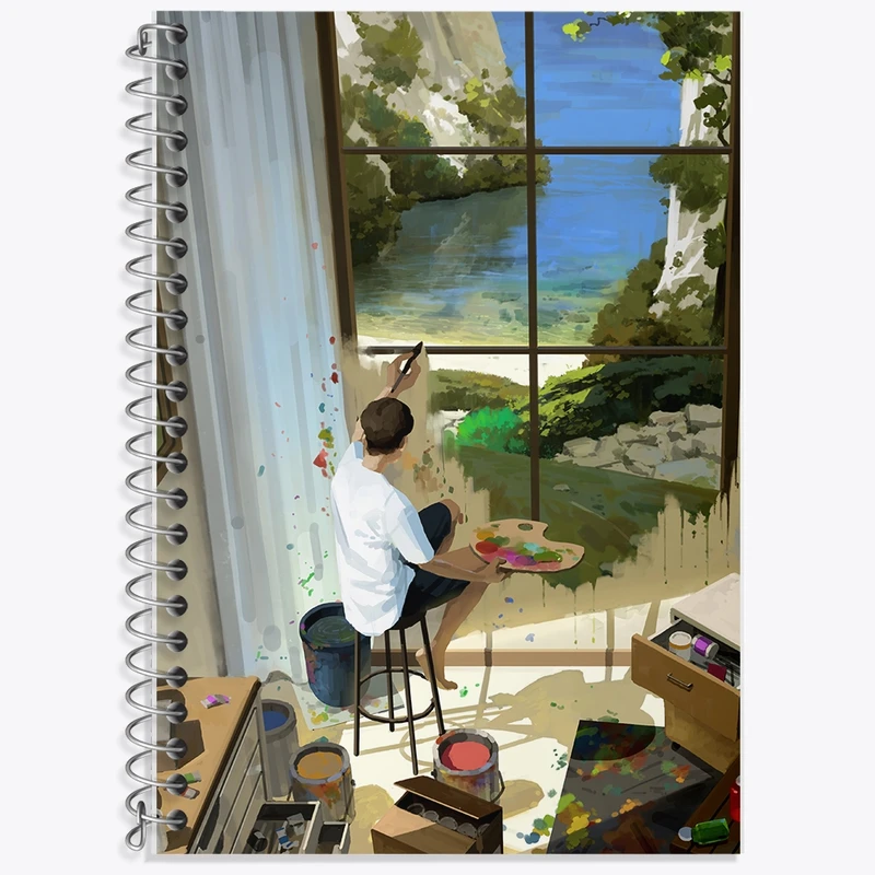 دفتر زبان 50 برگ خندالو مدل دو خط طرح پسر نقاش کد F575