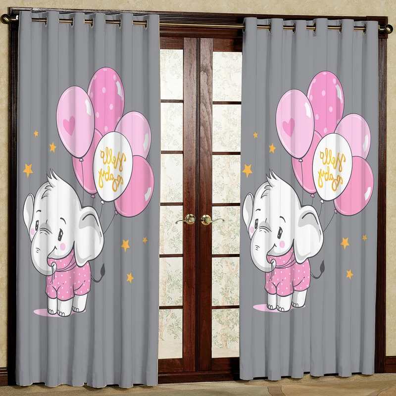  پرده بارمان دکور طرح فیل مدل مخمل پانچی کد 4270 W سایز 140x200 سانتی متر