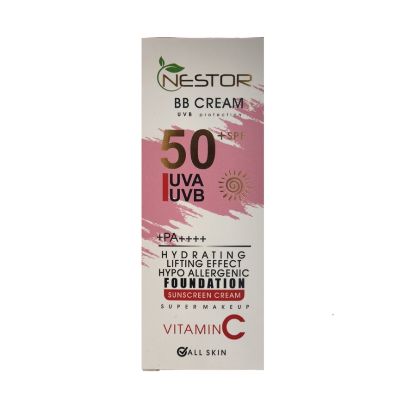 کرم ضد آفتاب رنگی نستور SPF 50 شماره 4 مدل ویتامین c مناسب پوستهای خشک حجم 50 میلیلیتر