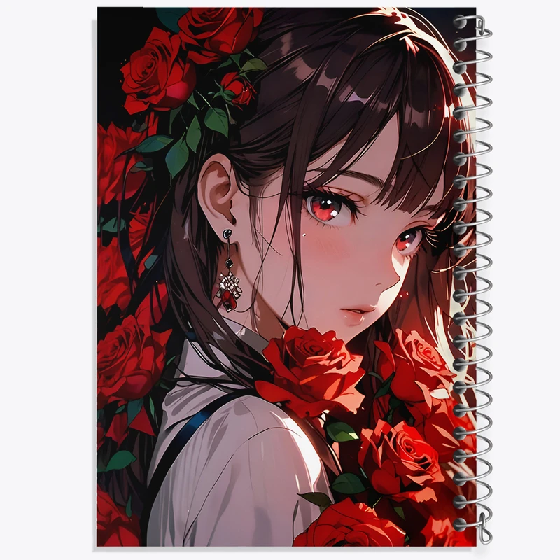 دفتر شطرنجی 50 برگ خندالو طرح دختر انیمه ای کد F6999