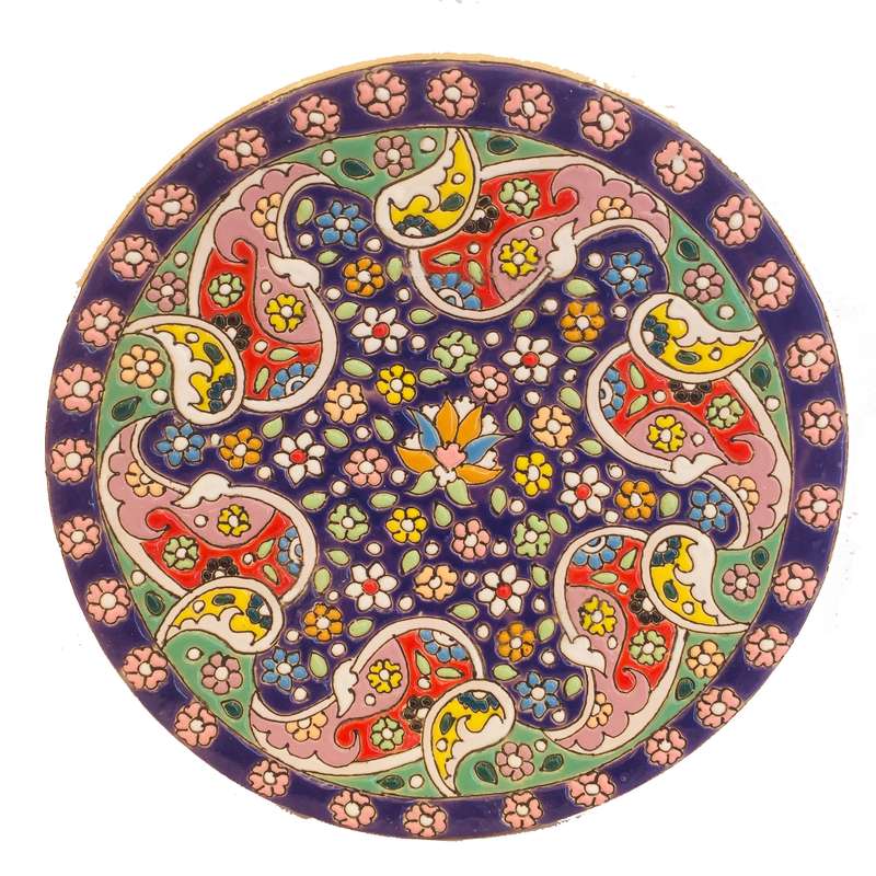 بشقاب میناکاری سفالی زمانیان کد ZMN15007