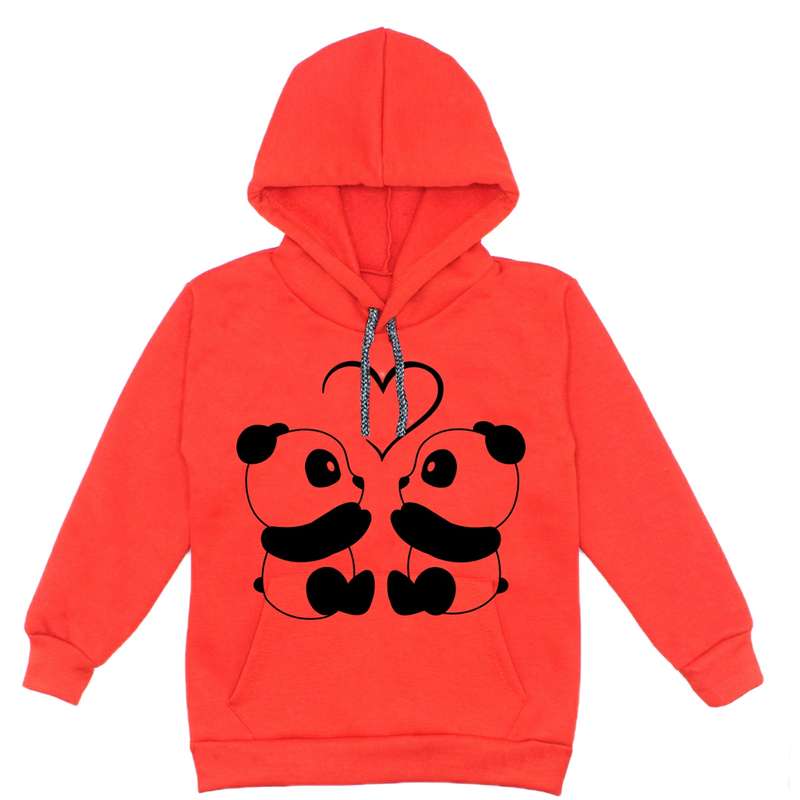 هودی دخترانه مدل پاندا عاشق A13 رنگ قرمز